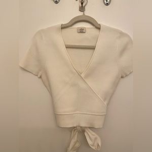 Short sleeve wrap sweater